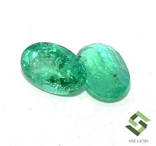 6x4 mm Certified Natural Emerald Oval Cut Pair 0.93 CTS Untreated Loose Gemstone - Picture 5 of 6