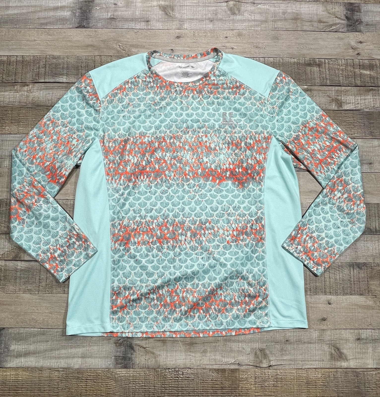 Reel Legends Shirt Mens Large Teal Freeline Fishing Beach Casual