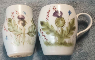 Vintage Scotland Buchan Portobello Thistle Stoneware Mug & Vase Lot 255/10 & M90