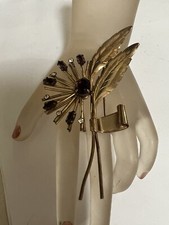 Vintage Signed Enzel Sterling Silver Gold Vermeil   Amethyst Large Bow Brooch