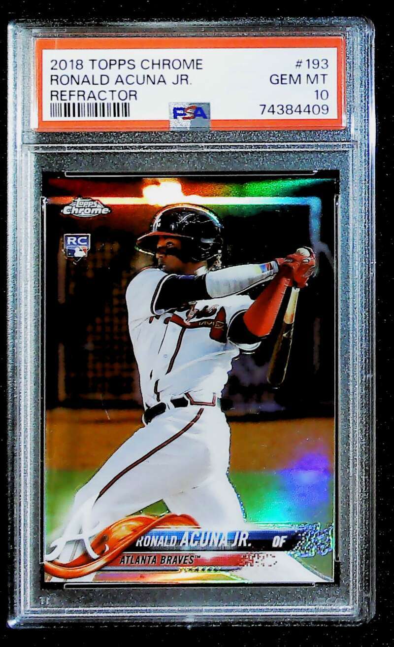 GEM MINT PSA 10 2018 Topps Chrome Refractor 193 Ronald Acuna Braves Rookie