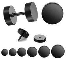 Stainless Steel Unisex Men Women Barbell Stud Earrings Punk Ear Piercing Plugs