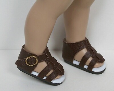 Dark Choc Brown Strappy Sandals Doll Shoes For 10 Ann Estelle Sophie Patsy (Debs