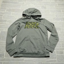 Nike Sweater Adult M Gray Neon Yellow Camo Therma Fit Hooded Sweatshirt Hoodie