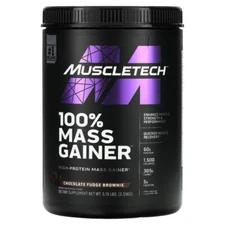 MuscleTech 100% Mass Gainer Chocolate Fudge Brownie Protein Powder