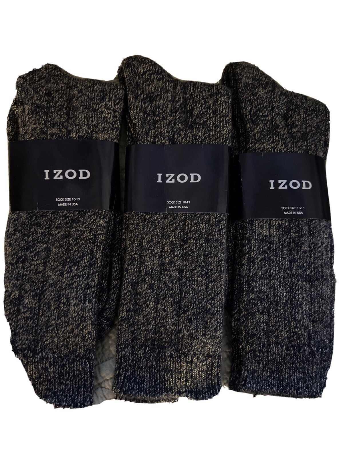 IZOD new with tags mens crew socks 3 PAIR dark gray Merino Wool Blend