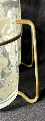6 Hazel Atlas Tumblers Glasses White Grape Vine with Drink Caddy MCM 5.5" Tall - Picture 7 of 8