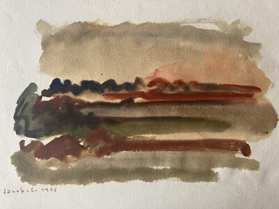 Beautiful Drawing Gouache Paper Jacob Serge Landscape Abstract 1964 Art