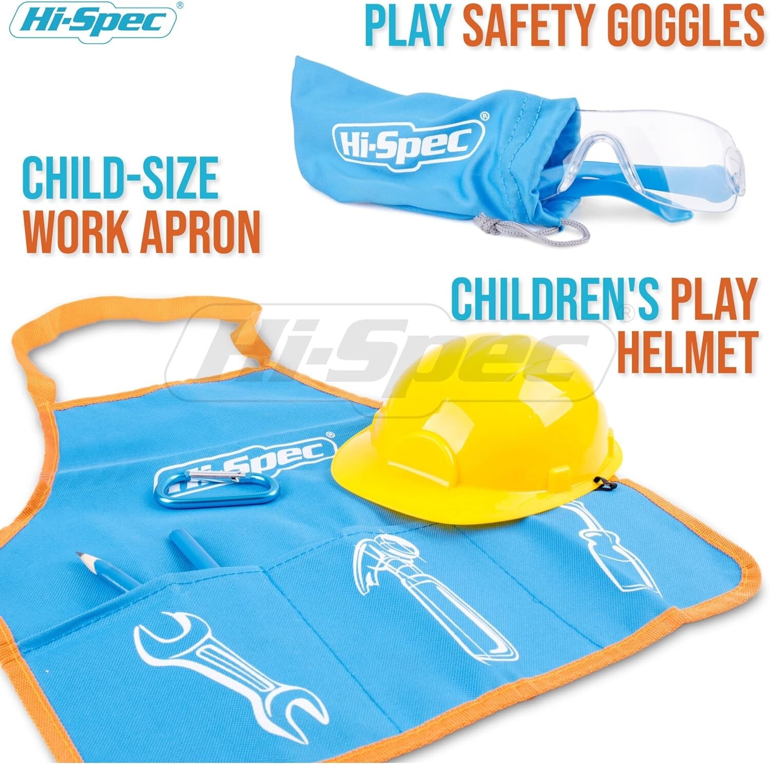 Blue Childrens Kids DIY Hand Tools Kit Set in Tool Bag, Metal Tools Hi-Spec 18pc