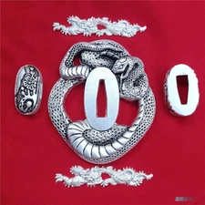 A Set Japanese Alloy Snake Tsuba Fuchi Kashira Menuki Sword Samurai Katana Parts