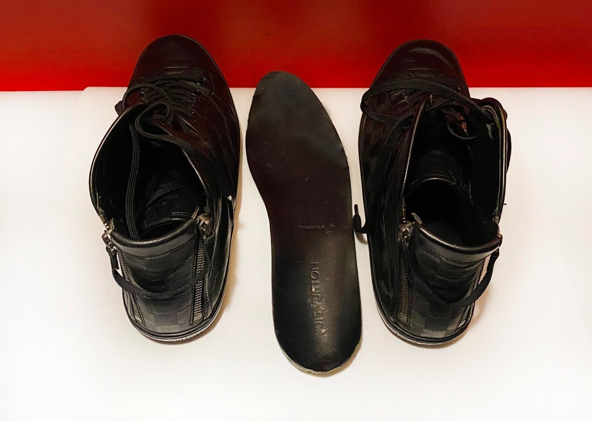 $1199.00 !! LOUIS VUITTON MEN LUXURY BLACK HI TOP SHOES