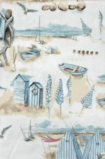 Beach Cabana Tablecloth 52x70 Oblong Vinyl W-Umbrella Hole Zipper Flannel Backed