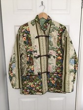 Women’s Quilted Jacket Peacock Gardening Flowers 14-16 L Handmade