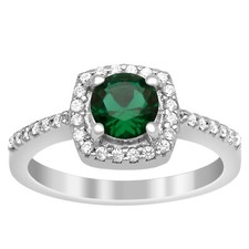 Solitaire Accents 925 Sterling Silver Round Cut Green CZ Gemstone Women Ring