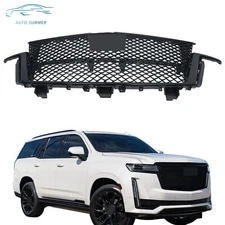 Honeycomb Mesh Front Bumper Gloss Black Grille For 2021-2023 Cadillac Escalade