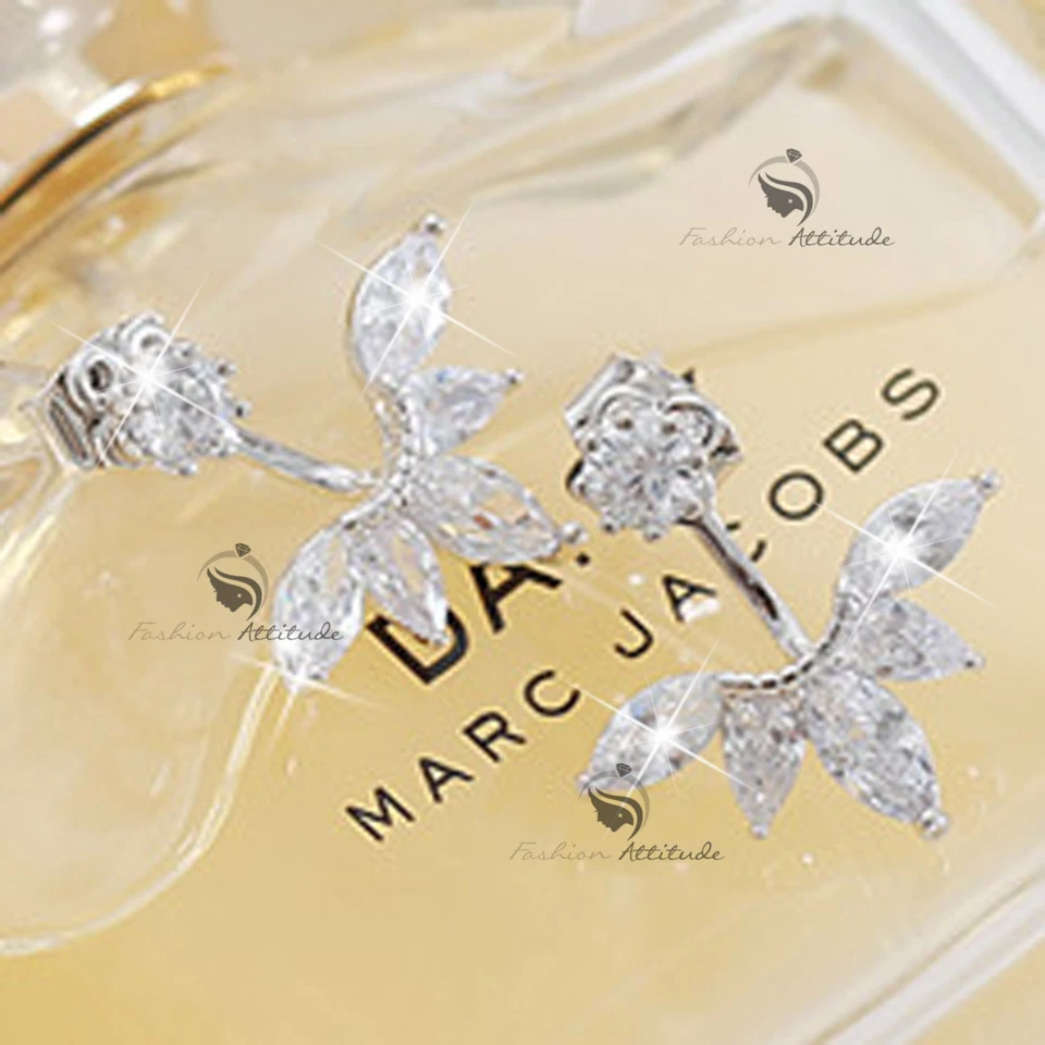 18k gold gf made with Swarovski crystal earrings simple chic ear jacket Foto 4 de 4