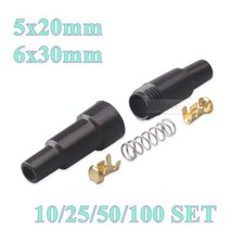 10/25/50/100 Set 5x20mm 6x30mm Inline Glass Fuse Holder With Terminal And Spring