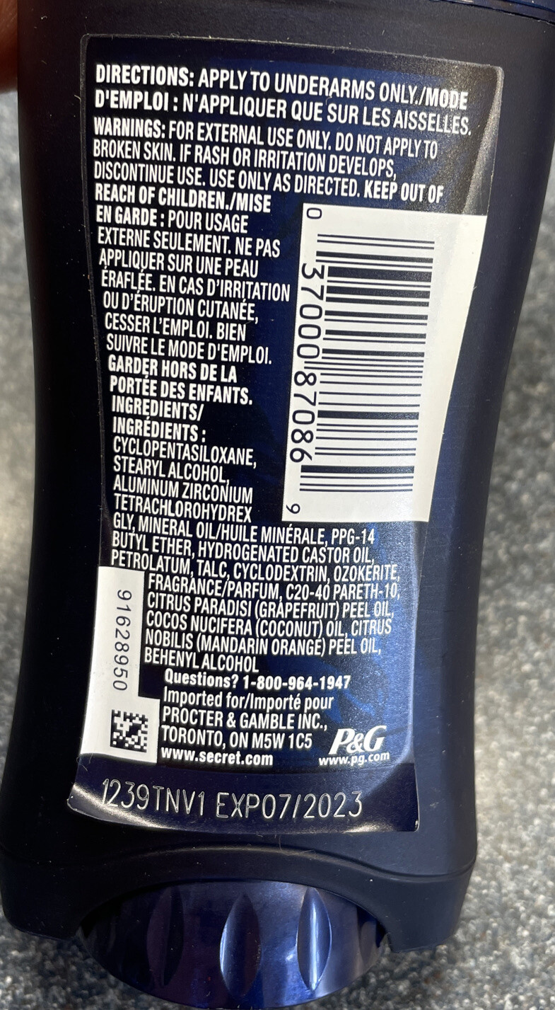 2 Secret Deodorant Essential Oils Coconut Oil Mandarin 48 Hour