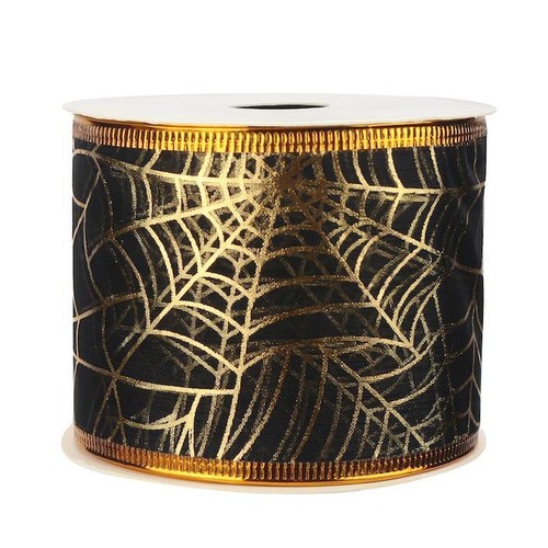 HALLOWEEN - SPIDERS WEB or SPOOKY SKULLS sheer organza - Luxury Wire Edge Ribbon - Picture 9 of 19