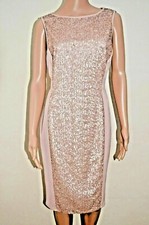 New M&S Collection Nude Sequin Embellished Bodycon Dress Sz UK 12