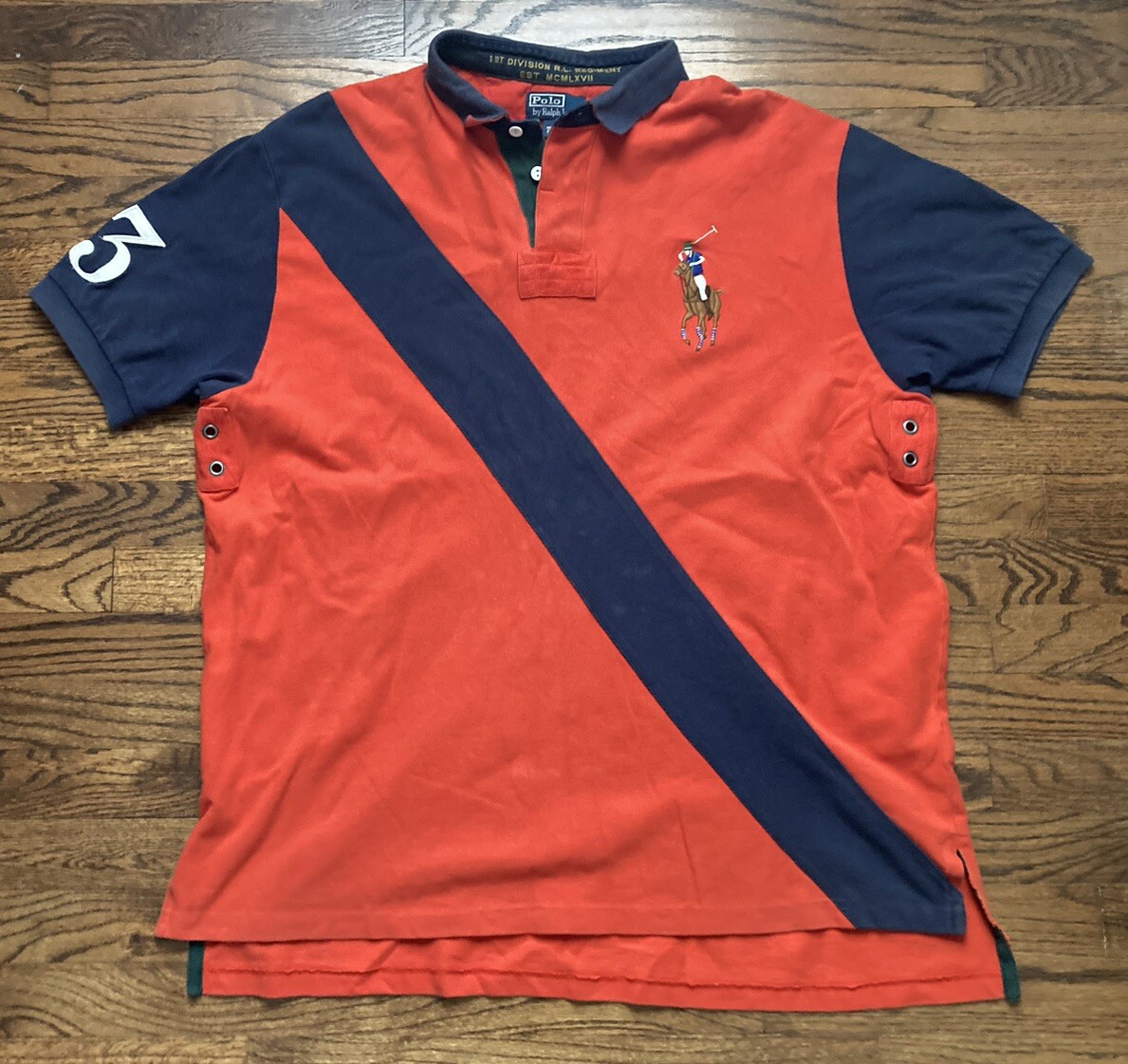 Polo Ralph Lauren Big Pony Shirt Taglia 2XL Arancione 1a Divisione RL Reggimento #3