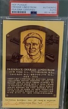 PSA/DNA Slabbed Freddie Lindstrom Baseball HOF Postcard Plaque Signed Card Auto 
