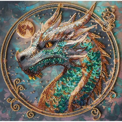 Bead Embroidery Kit Dragon DIY Bead needlepoint Beadwork Beading Abris Art