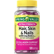 Spring Valley Hair Skin & Nails Dietary Supplement Gel Capsules 120 CT.