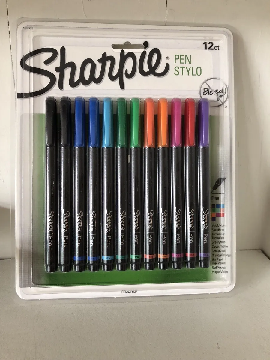 Sharpie Pens Fine Point 0.4mm Assorted Colors 12 Count New In Package