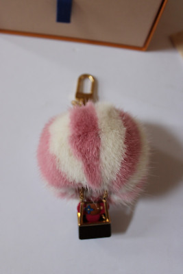 Louis Vuitton Mink Fur Vivienne Balloon Bag Charm Key Holder Pink w Box