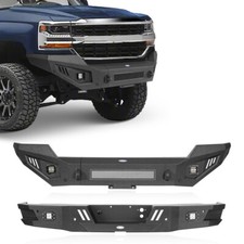 Steel Black Fit 2016 2017 2018 Chevy Silverado 1500 Front Rear Bumper Wlights