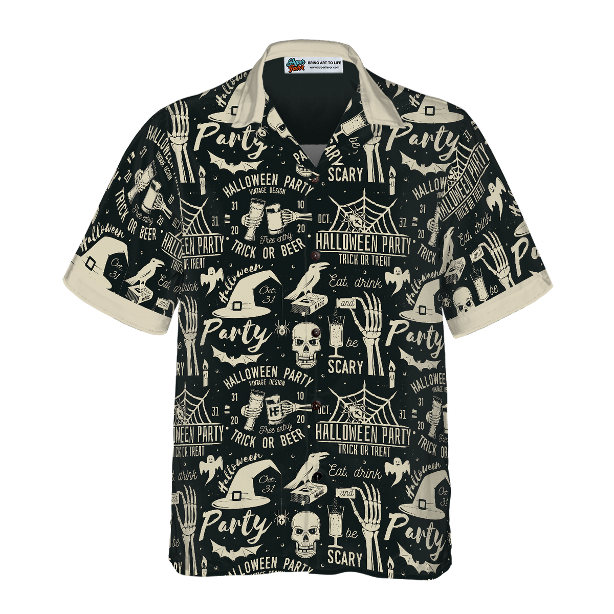 Retro Halloween Beer Party Hawaiian Shirt for Men and Women