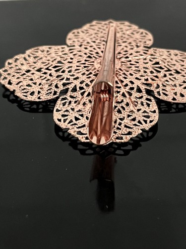 Stunning Rose Gold Toned 4 Leaf Clover Metal Hair Clip Barrette Bridal Accessory - Picture 7 of 14