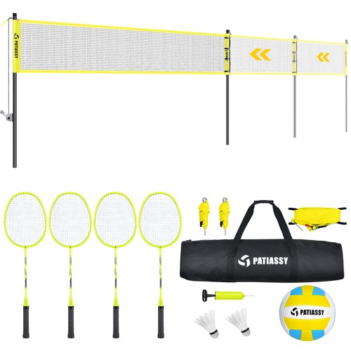 Portable Professional Volleyball Badminton Net Set Height Adjustable Outdoor Bag