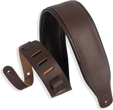 Levy’s M26PD - 3" Top Grain Leather Guitar Strap with Foam Padding, Dark Brown