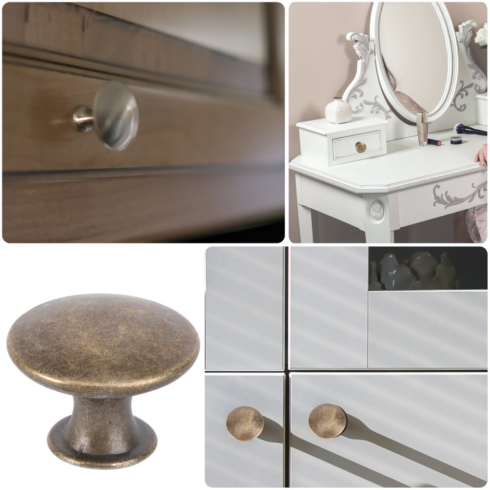 16 Pcs Antique Brass Drawer Handles Paste Door Round Head Cupboard