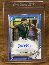 2021 1st Bowman Draft Chrome Mason Miller BLUE WAVE Refractor AUTO RC #d /150