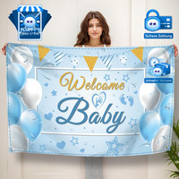 Willkommen Baby Banner Dekoration FüR Babyparty Empfang Kindergeburtstag Blau