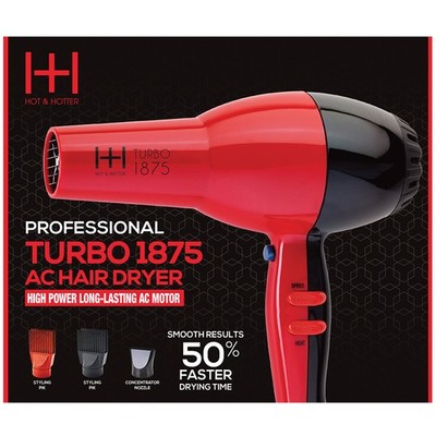 Hot Hotter Turbo 2000 AC Hair Blow Dryer Red Black 5830