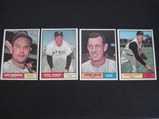 1961 TOPPS BASEBALL 4-CARD LOT- G. WOODLING/J. PAGAN/S. LOLLAR/G. WITT- EX/NM