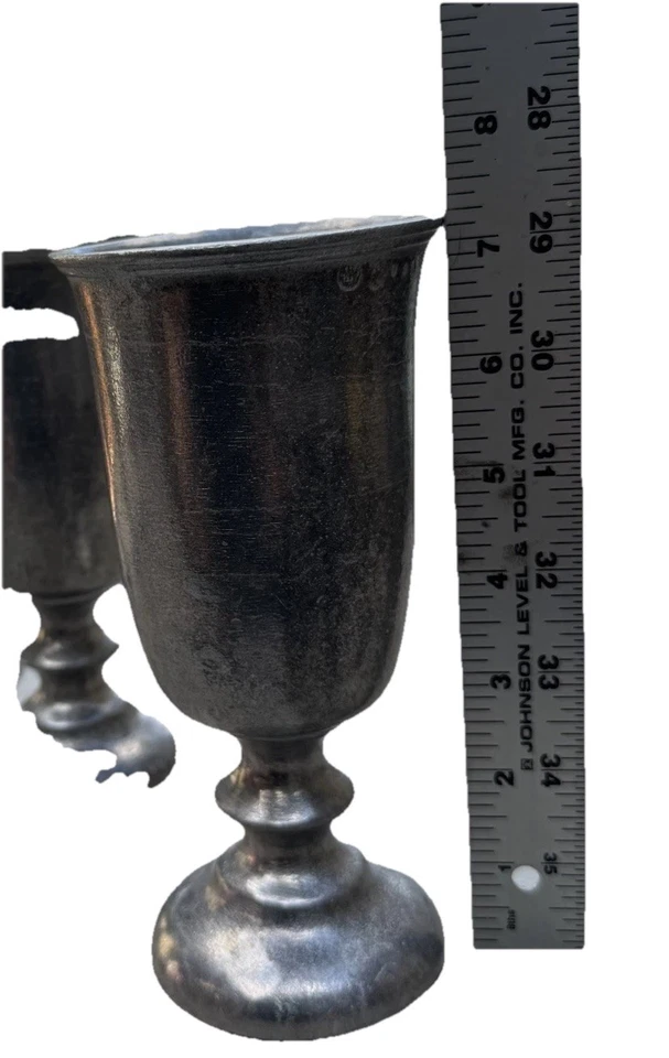 (6) Juego de SEIS COPAS DE BEBIDA CON PATAS DE PELTRE TABERNA ARADO WILTON ARMETALE 7,25" Foto 2 de 4