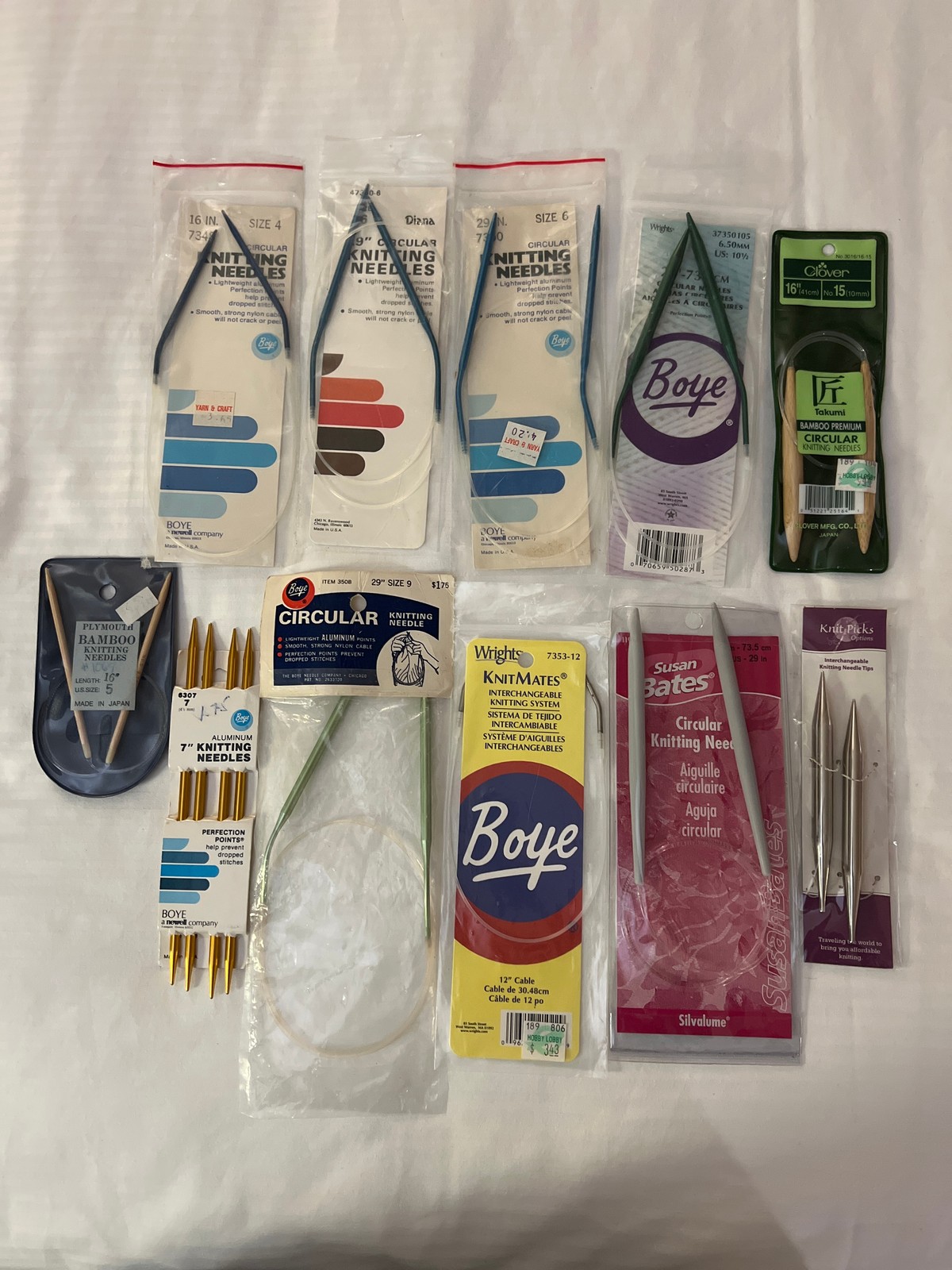 Mixed Lot Boye Susan Bates Clover Circular Straight Knitting Needles Sizes