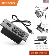Convenient 2-Outlet Recessed Power Strip with USB Ports for Workspaces