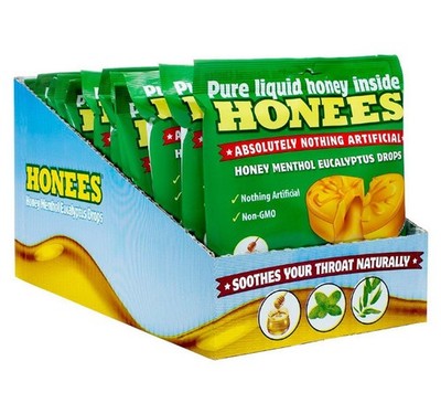 Honees Cough Drops Soothes Throat Honey Lemon Menthol Eucalyptus 20 ct 12 Pack