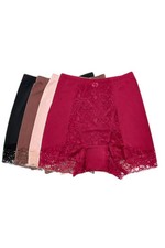Rhonda Shear Women's 4 pack Pin-Up Panty w Lace Detail Espresso/Berry