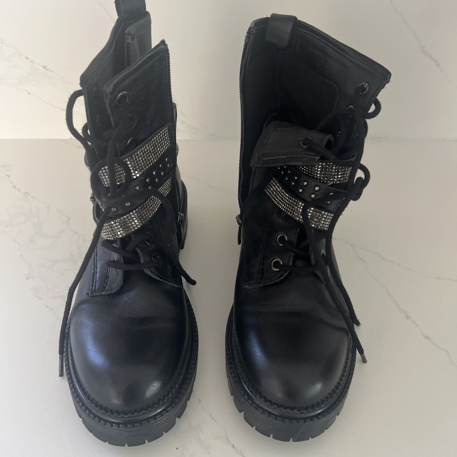 SAOLA STIVALETTI STEVE MADDEN GIRLS J CAPTAIN STRASS SUOLA AD ALETTA CON CHIUSURA ZIP 6 5M