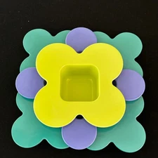 Tabitha Brown for Rebel 3pc Flower Stacking Snack Tray Set Scalloped Colorful 