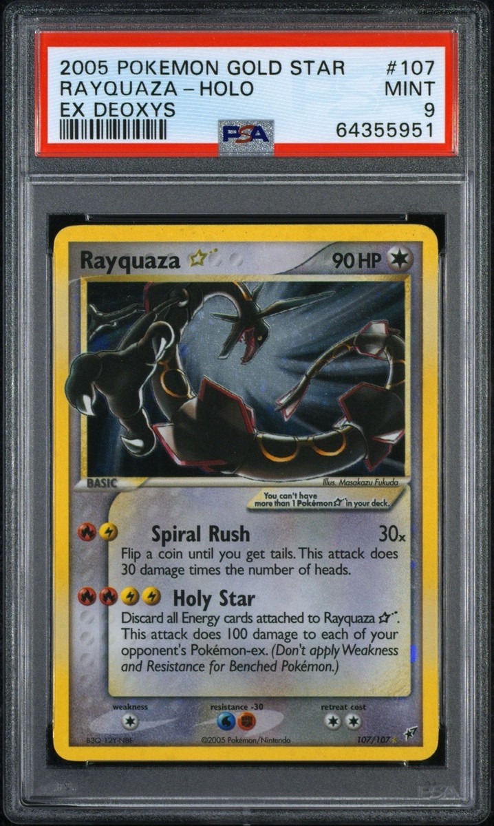 2005 Pokemon Rayquaza Gold Star EX Deoxys Holo #107 PSA 9 MINT | eBay