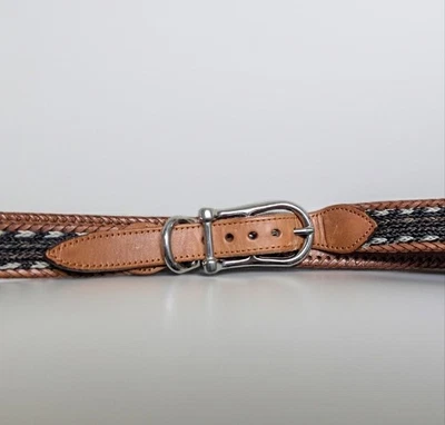 vintage WILLIS & GEIGER braided HORSEHAIR buckle belt 46 leather WESTERN ranger - Image 1 of 4