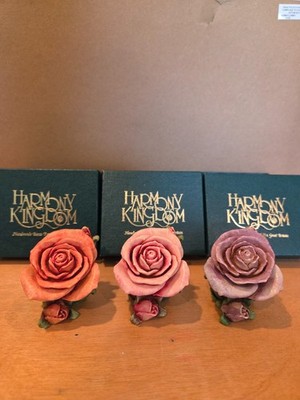 Harmony Kingdom Rose set (Pink, Orange, Violet - Lot of 3) Lord Byron's HG